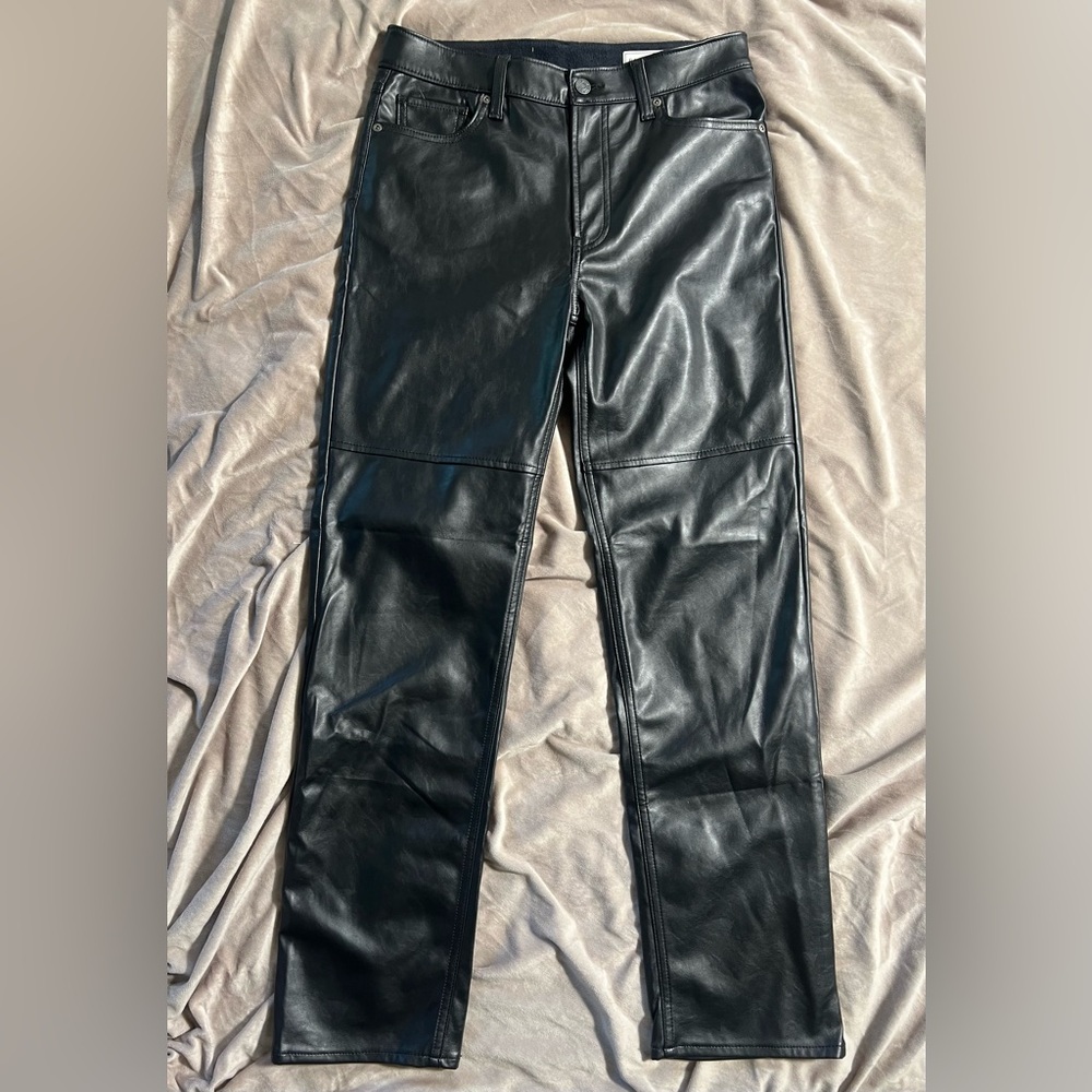 GAP High Rise Cheeky Straight Vegan Leather Pants - Black 90’s NWOT